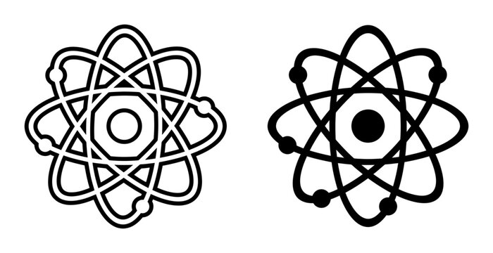 Atomic Structure Icons, Science Symbol Vector Art, Nuclear Energy Graphics, Chemistry Illustration