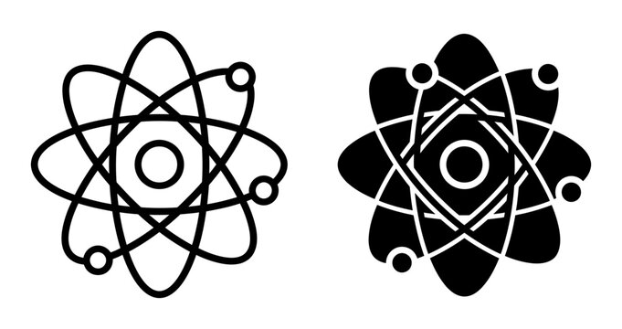Atomic Structure Icons, Science Symbol Vector Graphics, Physics Research Icons, Chemistry Education Elements