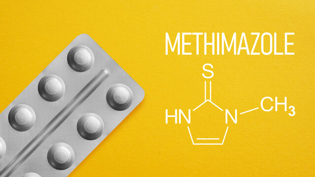 Methimazole Antithyroid Medication for Hyperthyroidism Treatment, Thyroid Hormone Regulation Therapy, Endocrinology Healthcare Concept, Pharmaceutical Management of Overactive Thyroid Disorders