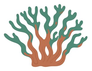 Naklejka premium Stylized Green and Brown Coral Branches Isolated on White Background