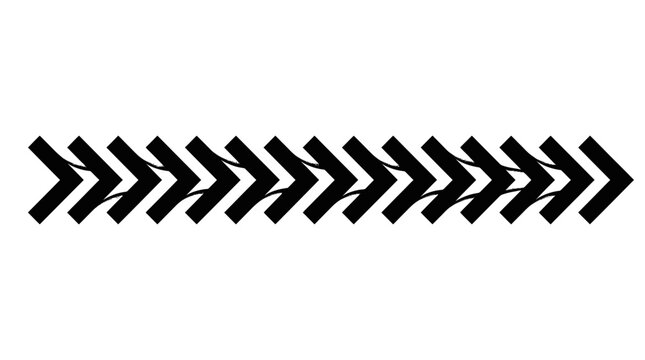 Abstract horizontal composition of black chevron arrow icons and symbols featuring a smooth blend transition effect for modern graphic design and navigation UI elements on white background.