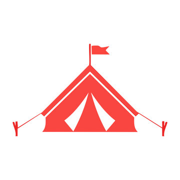 Red tent with flag icon