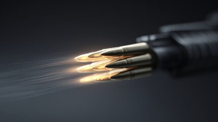 Fototapeta premium Ammunition bullets emerging with smoke trail