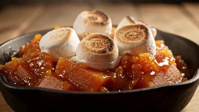 Sweet pumpkin dessert with toasted marshmallows.