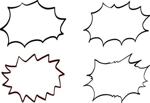漫画風モノクロ吹き出しセット-2