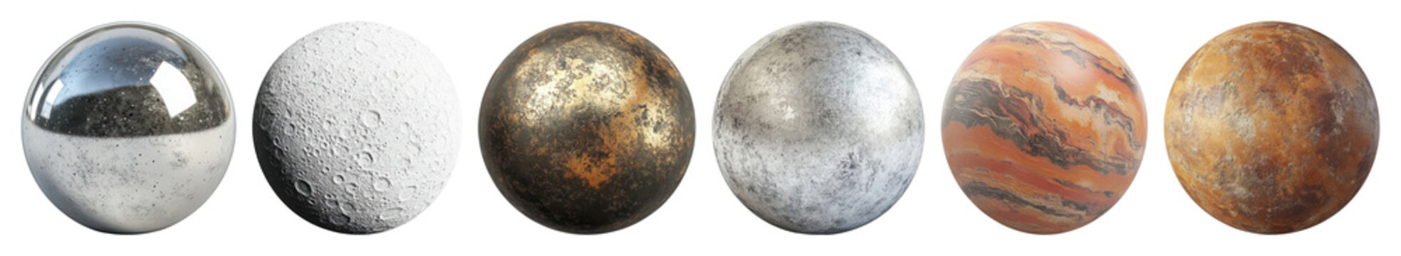 PNG Textured spherical planetary surface designs, transparent background