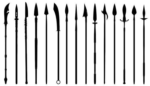 Collection of Silhouetted Spears and Polearms