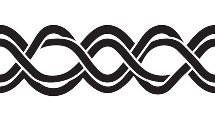 Minimalist woven rope divider border pattern with monochrome isolated ornament decorative interlace horizontal background illustration repetitive continuous material decoration © Arafat Islam
