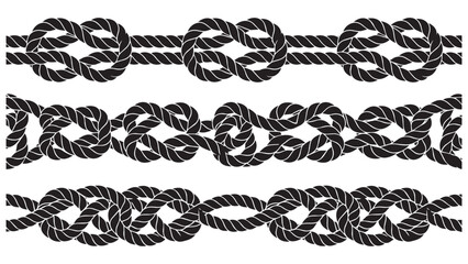 Nautical rope knot borders and decorative cord dividers with nautical maritime decorative illustration isolated strength industrial navigation abstract ornamental backdrop horizontal © Arafat Islam