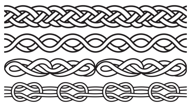 Traditional celtic knotwork borders and sailor knot design elements with ornament interlocking nautical isolated decoration traditional abstract geometric heritage ornamental structure