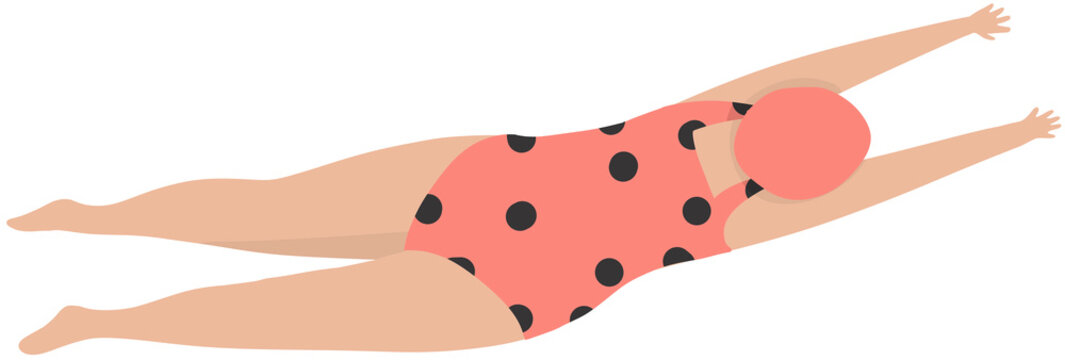 Woman Swimming in Pool Summer Recreation Illustration