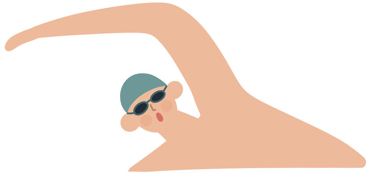Man Swimming in Pool Summer Sports Illustration