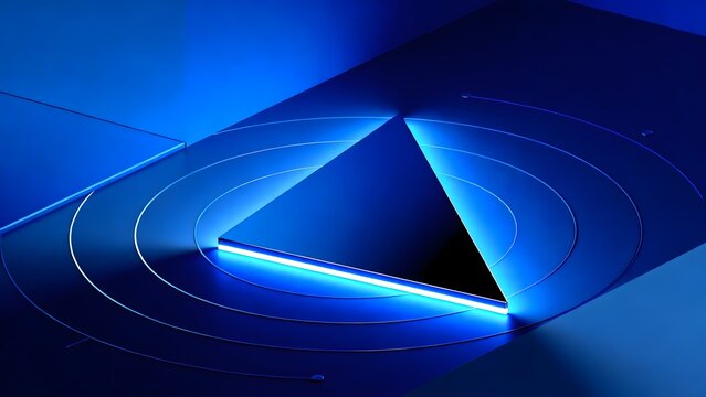 Blue glowing triangle on circular platform