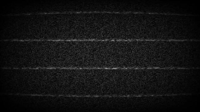 Television static creates a grainy monochrome texture that simulates vintage analog screen interference patterns.
