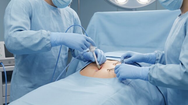 Laparoscopic trocar port placement using Hasson technique at umbilicus
