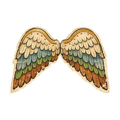 Obraz premium PNG Vintage colorful angel wings illustration.