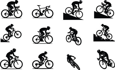 Obraz premium Cyclist Silhouette Collection Mountain Bike Vector Set