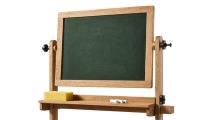 Wooden easel blackboard with chalk and sponge © Hannah