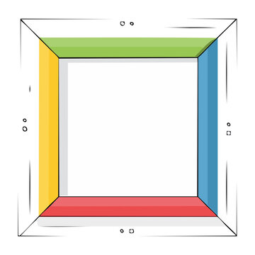 Hand-drawn square frame with colorful borders