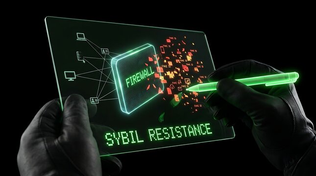 Cybersecurity Concept - Firewall Under Attack, Sybil Resistance Explained.