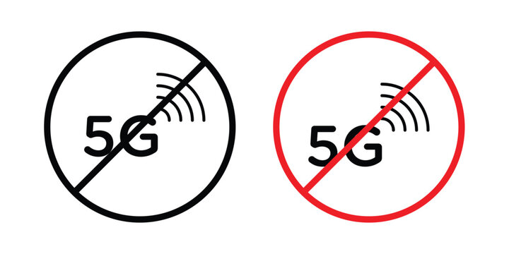 NoG signal sign editable stroke Line pack. Clipart icon set