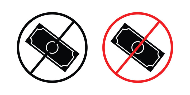 No cash sign editable stroke Line pack. Clipart icon set