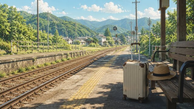 のどかな無人駅のホーム