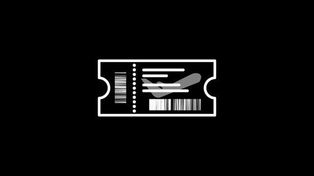 air plane flight ticket animation. ticket with barcode