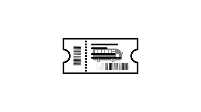 bus ticket animation. ticket with barcode