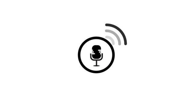 voice recording sing animation. microphone with wi-fi icon