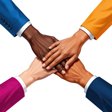 Diverse Hands Stacked Together Symbolizing Teamwork Unity Friendship and Global Collaboration, Generative AI