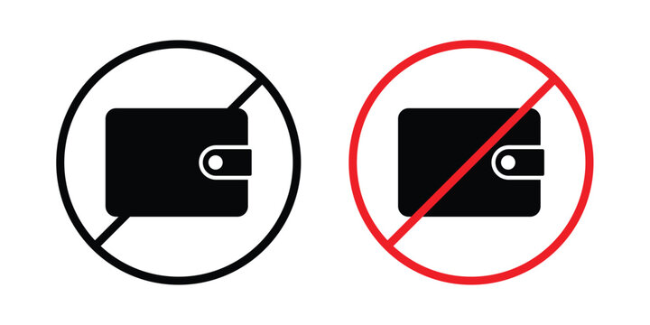 No wallet sign editable stroke Line pack. Clipart icon set