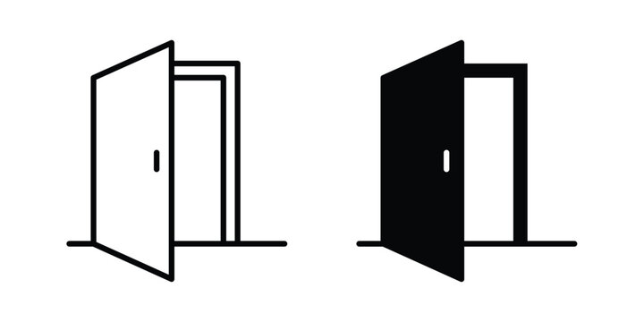 Open door icon editable stroke Line pack. Clipart icon set