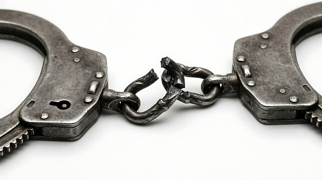 Broken Handcuffs Symbolizing Freedom and the End of Captivity