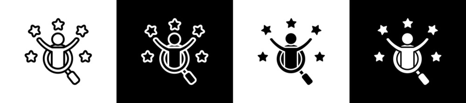 Talent Icon In Outline And Glyph Styles With Black And White Variations