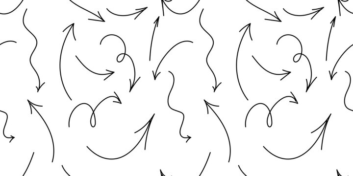 Hand Drawn Sketch Arrows Seamless Repeat Pattern