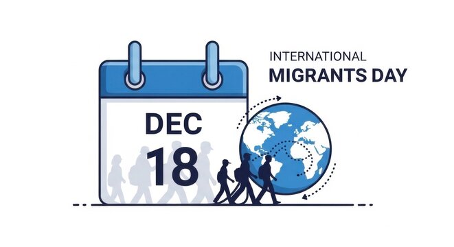 International Migrants Day December 18th calendar globe