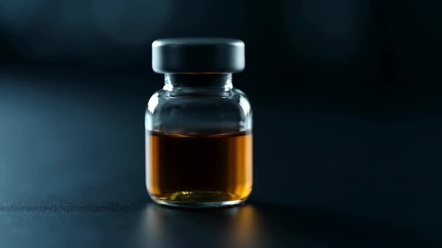 Testosterone Vial With Black Cap Macro Close-Up Hormone Therapy Editorial Stock Footage