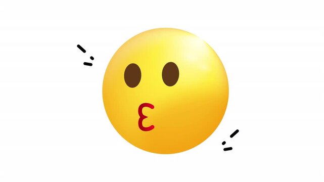 Yellow emoji kissing face illustration for icons, mascots, and characters suitable for social media, branding, stickers, and emoticons.