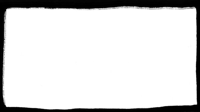 Hand-Drawn White Chalk Rectangle Frame Loop Animation on Transparent Background, Vignette Border Sketch Doodle Motion Graphic Overlay Video.