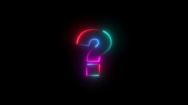 Question Mark Icon, Neon glowing loop question mark icon, Question mark sign animation,  Cyberspace questions asking doubts confusing problems.