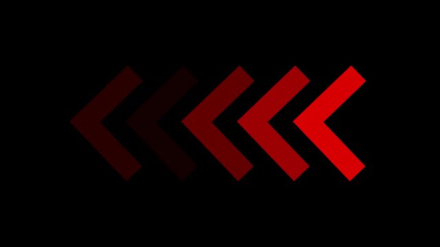 Left arrow pointer icon animation. arrow icon concept animation right to left direction looping arrow loading and navigation symbol on black background.