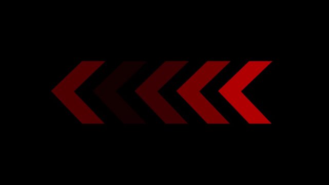 Left-directional arrow loop animation. Animated arrows for the overlay video layer. 4k animation. Direction concept, neon arrow icon, arrows indicates the left direction.