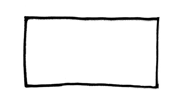 Hand-Drawn Black Ink Marker Rectangle Frame Loop Animation on Transparent Background, Border Sketch Doodle Motion Graphic Overlay Video Template for Text Box Quote Title Subtitle Loop