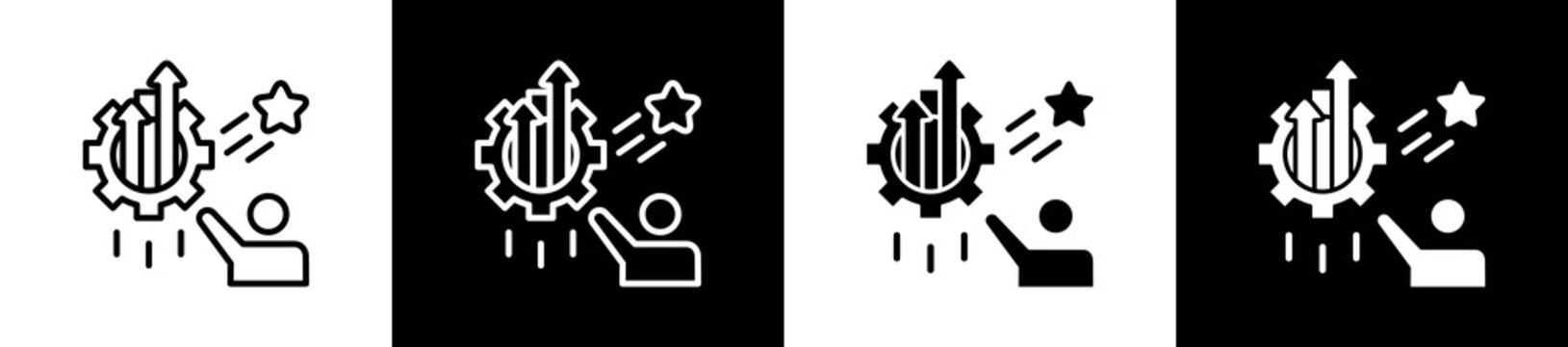 Aspiration Icon In Outline And Glyph Styles With Black And White Variations