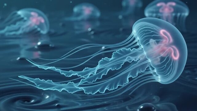 水槽で脈動するクラゲ
