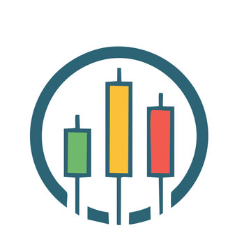 Candlestick chart icon in flat design style