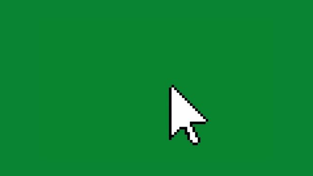 Computer mouse click cursor on green screen animation.