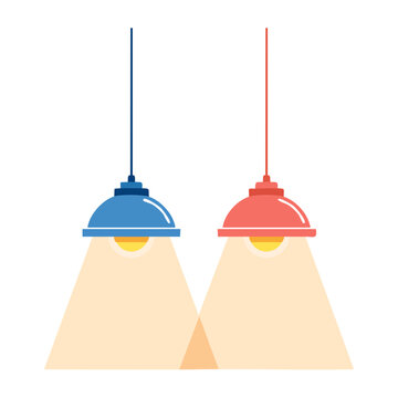 Two modern pendant lights in flat design style