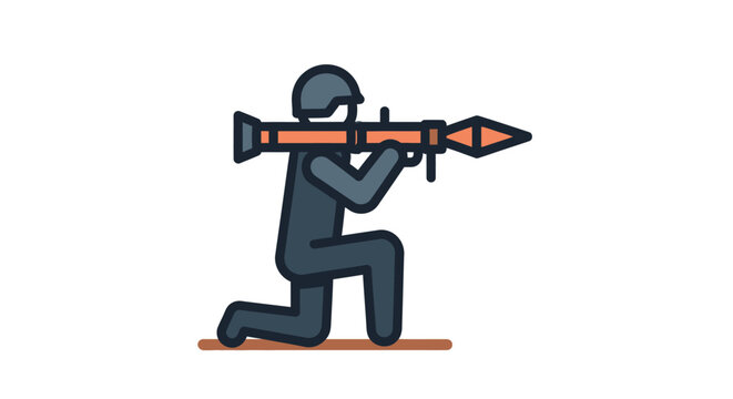 A soldier in uniform kneeling and aiming a bazooka rocket launcher.